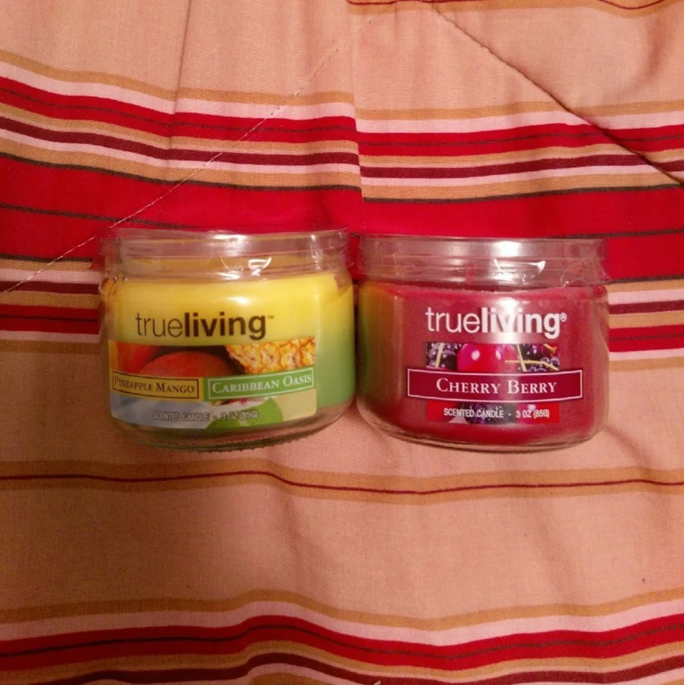 Candle bundle: Trueliving, m&m, and strawberry